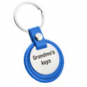 Personalised Engraved Circle Keyring with Leather