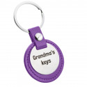 Personalised Engraved Circle Keyring with Leather