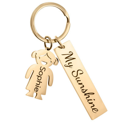 Engraved Rectangle Personalised Keyring with...
