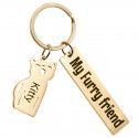Personalised Engraved Rectangle Keyring with Cat Charm
