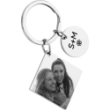 Personalised Square and Circle Photo Engraved Keyring