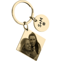 Personalised Square and Circle Photo Engraved Keyring