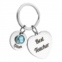 Personalised Engraved Heart with 1 Birthstone Keyring