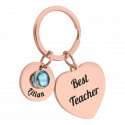 Personalised Engraved Heart with 1 Birthstone Keyring