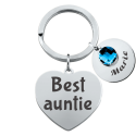 Personalised Engraved Heart with 1 Birthstone Keyring
