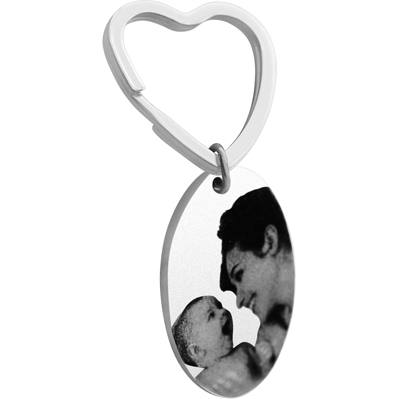 Personalised Oval Dog or Cat Photo Engraved Keyring