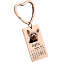 Engraved Dog or Cat Photo, Text, and Calendar Keyring