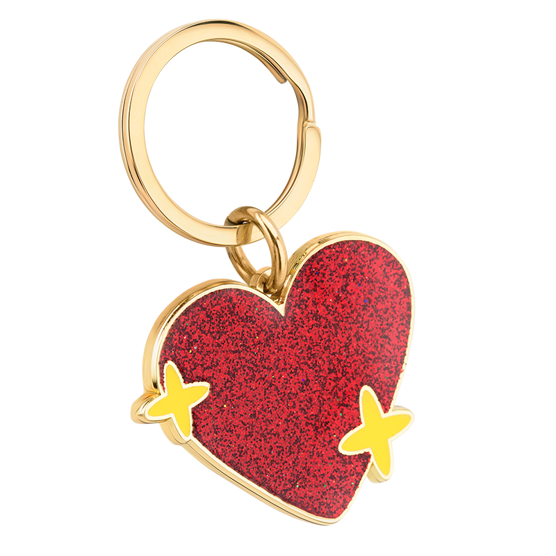 Personalised Engraved Heart Keyring with Sparkles