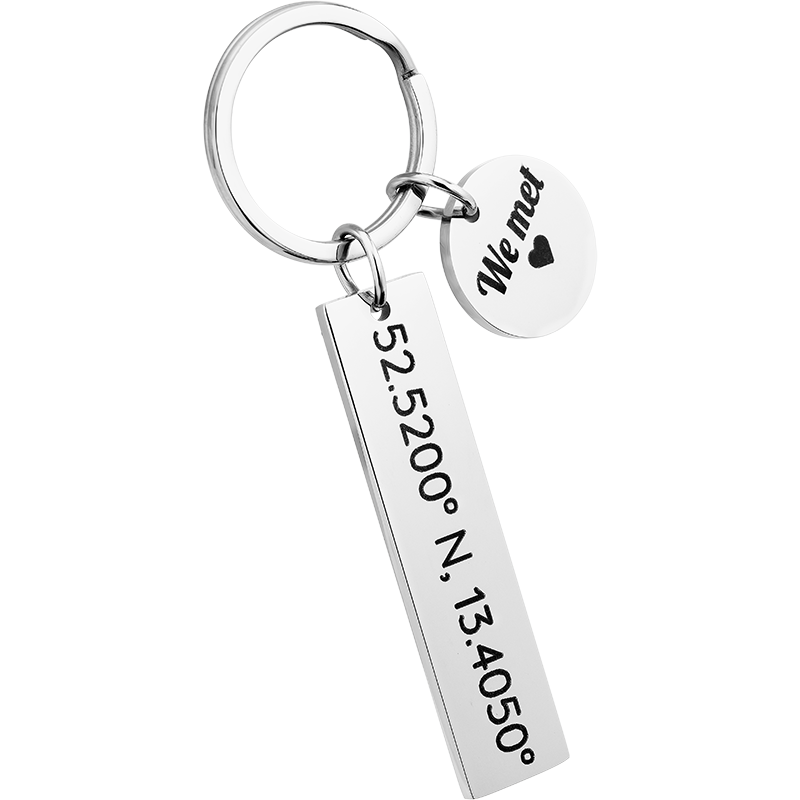 Personalised Keyring with Engraved Coordinates