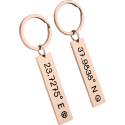 2 Personalised Keyrings with Engraved Coordinates