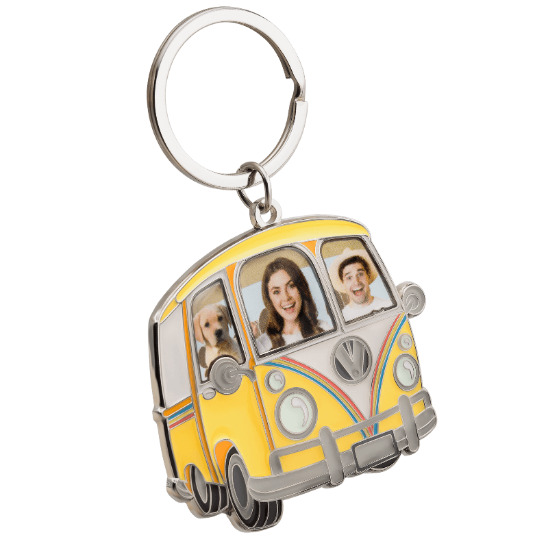 Retro Campervan Keyring with Personalised Faces