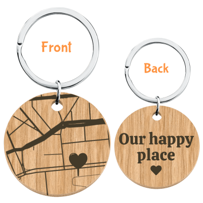 Personalised Geo-map Wooden Keyring
