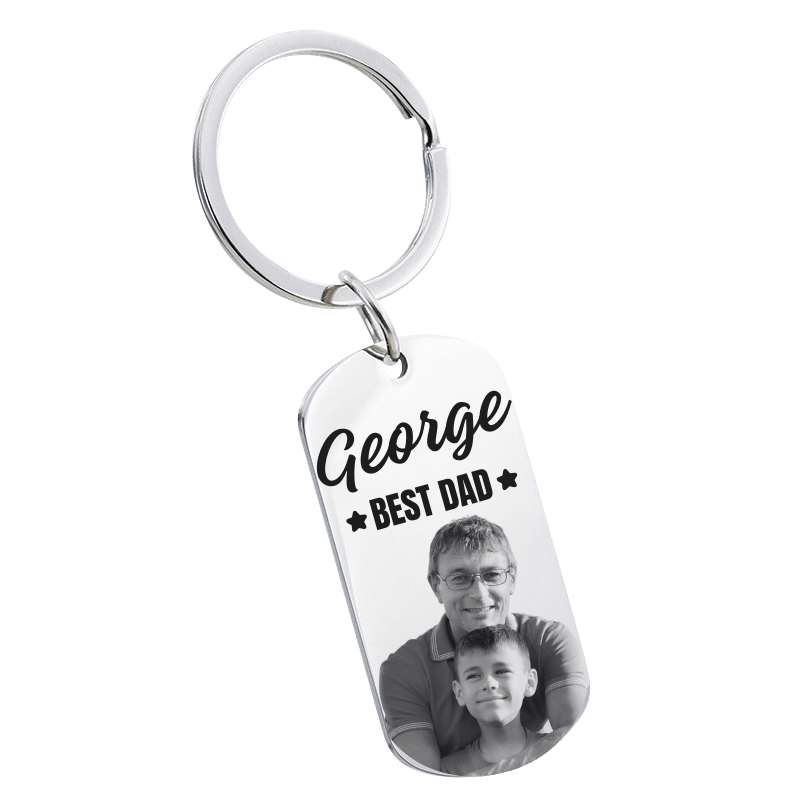 Personalised Photo Engraved Keyring - Best Dad