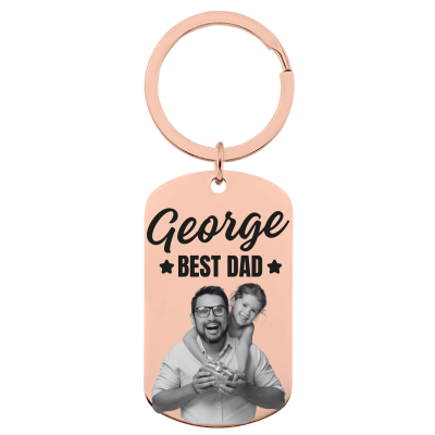 Personalised Photo Engraved Keyring - Best Dad