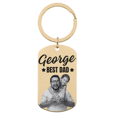 Personalised Photo Engraved Keyring - Best Dad