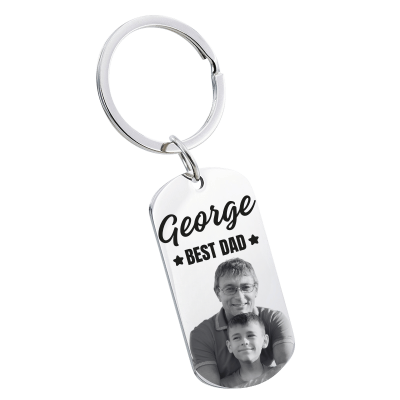 Personalised Photo Engraved Keyring - Best Dad
