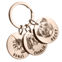 Triple Circle Pet Photo Keyring—Personalize with Three Dogs or Cats' Pictures and Names