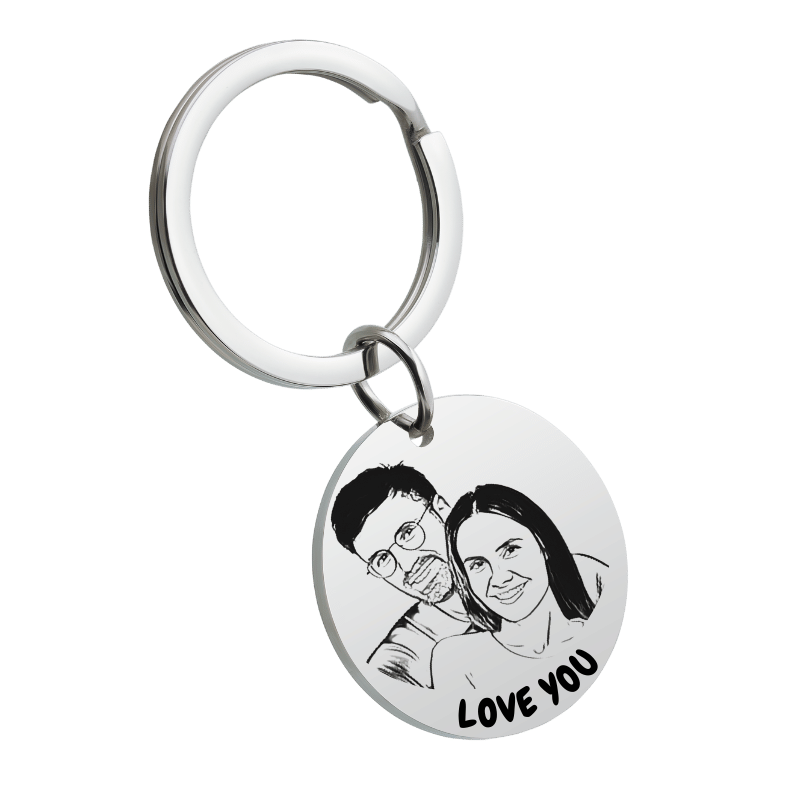 Personalised Couples Photo Circle Keyring—Add Your Picture and Text