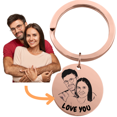 Personalised Couples Photo Circle Keyring—Add...