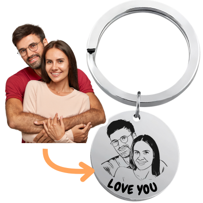 Personalised Couples Photo Circle Keyring—Add...
