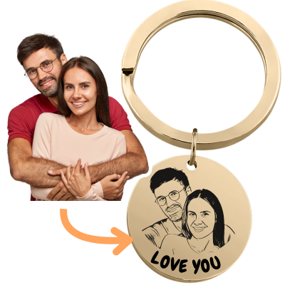 Personalised Couples Photo Circle Keyring—Add...