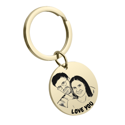Personalised Couples Photo Circle Keyring—Add...