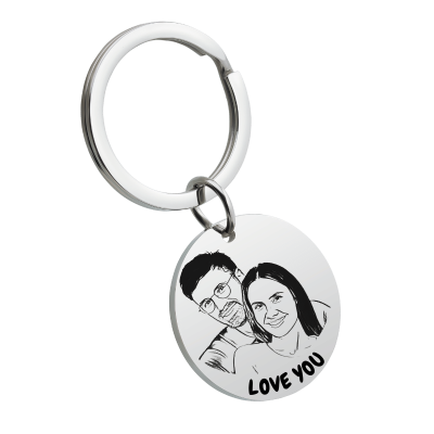 Personalised Couples Photo Circle Keyring—Add...
