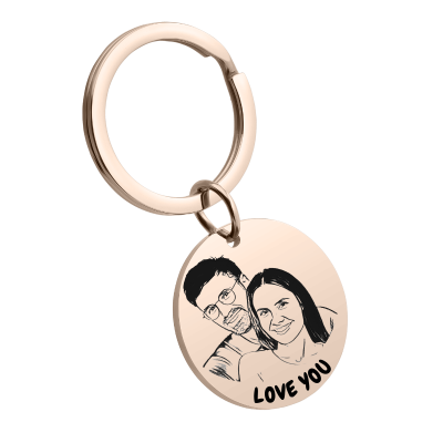 Personalised Couples Photo Circle Keyring—Add...