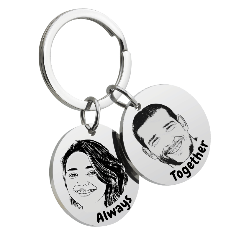 Double Circle Couples Keyring—Customise it with your Photos and Names